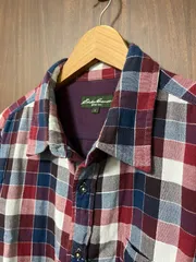 Eddie Bauer(エディーバウアー) レッド×ネイビー×ホワイト シャツ サイズL 古着