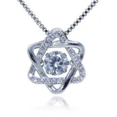 21連AAA級高級 ネックレス レディース CZ ダイヤモンド ペンダント シルバー925 プラチナ仕上 六芒星 キュービックジルコニア ジュエリー プレゼント