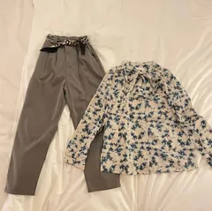 トップス パンツ スカーフ ３点セット まとめ売り セットアップ グレー 綺麗め