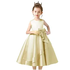 【新品】 [VIISEN] 子供 ドレス キッズ ピアノ 発表会 ドレス 女の子 演奏会 ドレス フォーマル バイオリン 上品 エレガント 子どもドレス ジュニアドレス パーディー ワンピース 結婚式 嫁介添人100-170CM(蝶結び-シャンパン 160)
