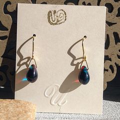 水滴ピアス「カプリブルーとジャム」チェコビーズピアス【D004】