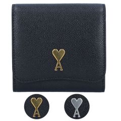 美品 アミパリス Ami Paris 二つ折り財布 レザー ブラック - メルカリ