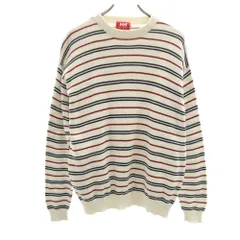ヘリーハンセン ボーダー 長袖 セーター M ホワイト系 HELLY HANSEN ニット メンズ 古着 【240415】