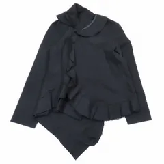 02SS トリココムデギャルソン tricot COMME des GARCONS アシンメトリーデザイン ジャケット ブルゾン フリル ジップアップ S 黒 ブラック TE-B012 AD2001/7 レディースのサムネイル