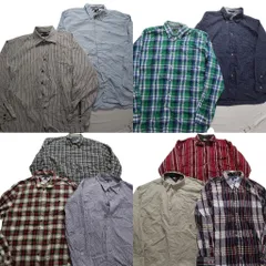 古着卸 まとめ売り トミーヒルフィガー 長袖シャツ 10枚セット (メンズ 2XL /3XL ) フラッグタグ ボタンダウン チェック 中古 古着 NB2611