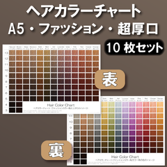 ヘアカラーチャート ファッションカラー(おしゃれ染め) A5超厚口両面 10枚セット