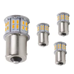 【新着商品】3014SMD バックランプ 黄色の琥珀 黄色の琥珀 BA15S）ピン角180度 G18 12V S25 S25 24V兼用 1156 LED（P21W シングル球 【ハイブリッド車対応】 高輝度 4個入り