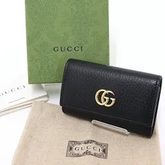 グッチ GUCCI GGマーモント 6連キーケース 456118 ブラック ゴールド金具 【中古】Sランク