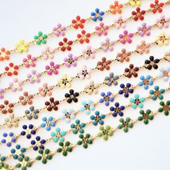 真鍮製 14KGP 金アレ対応 エポ フラワー 花 チェーン アクセサリーチェーン ハンドメイド アクセサリー パーツ 切り売り 20cm
