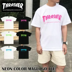 THRASHER スラッシャー Tシャツ ブランド メンズ レディース ネオンカラー マグロゴ ホワイト ピンク ブルー ライム フレームロゴ MAG LOGO TEE トップス スケート ストリート
