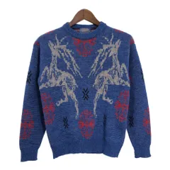 70年代 USA製 PENDLETON ペンドルトン ウールセーター アニマル柄 ブルー (メンズ M) 中古 古着 R8962