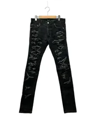 FAGASSENT（ファガッセン） ダメージ加工スキニーデニムパンツ ブラック 中古・古着通販】fagassent (ファガッセン) ダメージ加工デニム