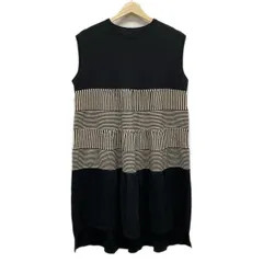 トクコ・プルミエヴォル ワンピース サイズ9 M レディース - 黒×白 クルーネック/ノースリーブ/ひざ丈/ニット/ボーダー/ストライプ