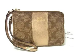 ■美品■ COACH コーチ F64233 シグネチャー PVC×レザー マルチポーチ マルチケース 小物入れ レディース ブラウン系 DE5751