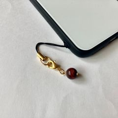 レッドタイガーアイ パワーストーン ストラップ (GLD) マスクチャーム