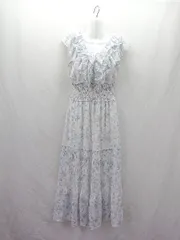 ◇ ⊂ snidel スナイデル 花柄 ウエストゴム プリーツ加工 ロング丈 ワンピース サイズ0 ホワイト ブルー レディース E  【1502180038730】