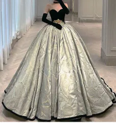 カラードレス カクテルドレス ロングドレス ブラック 花柄 パーティードレス 発表会 演奏会 結婚式 ステージ イブニングドレス 黒 チューブトップ ロングトレーンドレス 前撮り レトロ 1007