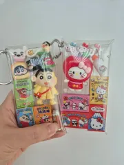 hello kitty(ハローキティ) クレヨンしんちゃん ミニチュア ガチャ PVC ポーチ キーリング キーホルダー