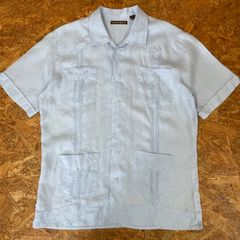 CUBAVERA キューバシャツ L ライトブルー リネン素材 半袖 ドレスシャツ ヴィンテージ ビンテージ VINTAGE ユーズド USED 古着