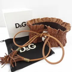 #anzb ディー&ジー D&G ドルチェ&ガッバーナ DOLCE&GABBANA ベルト 65cm 茶 フリンジ レザー レディース [914251]のサムネイル