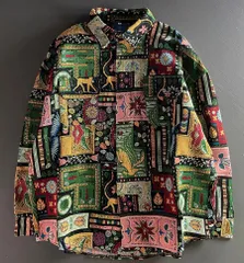 《新品・未使用》ヴィンテージパッチワーク柄 長袖シャツ(K)