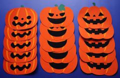 ★壁面飾り 標準サイズ（サイズ変更可能）「ハロウィンかぼちゃ３種類 計15個」秋 10月 11月 保育園 幼稚園 学校★