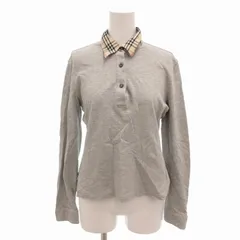 バーバリー ロンドン BURBERRY LONDON ポロシャツ カットソー ノバチェック切替 ストレッチ 長袖 M グレー /FT ■GY14