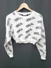 ◇ ⊆ GYDA ジェイダ ショート丈 ロゴ 長袖 ニット サイズF ホワイト レディース E  【1506180013797】