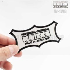 メール便 送料込み価格 KNICKS ニックス W-1WB 白地に黒刺繍 オリジナルロゴワッペン アイロン貼付可