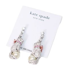 ケイトスペード ピアス katespade 猫 プレーテッドメタル パール ストーン キャット 猫ちゃん ポーリーナ リニア スタッド ピアス ニュートラルマルチ KJ294