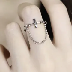 【普通郵便発送】 リング クロス チェーン ーVer2ー 十字架 指輪 アクセサリー ヒップホップ
