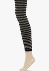 【在庫セール】【訳あり】2足セット ラメ ボーダー レギンス 10分丈 M〜L デニール70 ダンス ファッション 春 夏