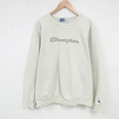 XL/古着 チャンピオン Champion 長袖 スウェット メンズ 90s ビッグロゴ 刺繍 大きいサイズ クルーネック ベージュ カーキ 25feb27 中古 ス