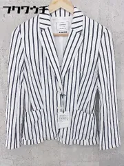 ◇ ◎ PLST プラステ タグ付 ストライプ 長袖 ジャケット サイズ2 ホワイト ネイビー レディース 【中古】 【1002801199616】