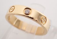 新品仕上げ済 Cartier(カルティエ) ミニラブリング 1ポイントダイヤ K18YG Au750 イエローゴールド #47 7号 4.1g レディース 指輪のサムネイル