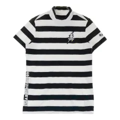 サイズ：0 PEARLY GATES パーリーゲイツ  ハイネック 半袖Tシャツ 感電ニコちゃん ボーダー柄 ホワイト系 [240101364497]# ゴルフウェア レディース ストスト