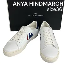 美品 アニヤハインドマーチ ANYA HINDMARCH カルフール エンボスレザースニーカー Carrefour テニスシューズ 白 36 23cm レディース 5E128のサムネイル