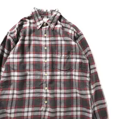 90's Jクルー J.CREW チェック フランネルシャツ 灰×エンジ系 (L) コットン ネルシャツ 90年代 旧タグ オールド アメリカ古着 USED  ビンテージ ヴィンテージ