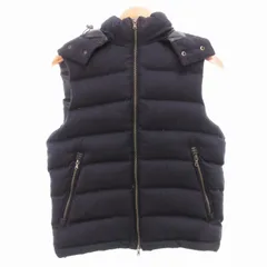 エディフィス EDIFICE ダウンベスト フード ジップアップ ウール 46 M 紺 ネイビー /HO◆ 1226