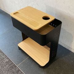 【 GARAGE / ガラージ 】 スチールワゴン 黒 サンプル品 キャスター付き ( サイドワゴン オフィスワゴン 2段 仕事用 学習用 ラック 収納 整理 ファイル置き 丈夫 デスク下 机の下 コンパクト 二段)