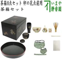 ◇茶箱セット 塗り箱 揃い仕覆 京焼茶器 独楽彫茶筅筒・棗・香合