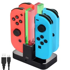 【迅速発送】ジョイコン 充電 スタンド Switch用 Diyife ニンテンドースイッチ用 4 in 1 4台のゲームパッドの同時充電に対応 黒