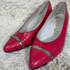 イヴサンローラン　パンプス　レザー　レッド　メタル　35 ヴィンテージ