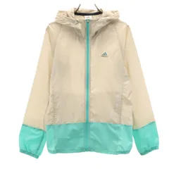 adidas アディダス バイカラー 長袖 ジップパーカー L ベージュ レディース 古着