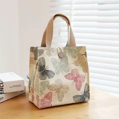 花柄トートバッグ ハンドバッグ 蝶 猫 和風 レトロ 帆布 手提げバッグ 弁当バッグ カバン ピクニック レディース キッズ  通勤用 通学 入園入学グッズ