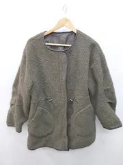 ◇ select MOCA セレクト モカ ボア ジップアップ ノーカラー 長袖 ジャケット サイズM ダークグリーン系 レディース P  【1402270010823】のサムネイル