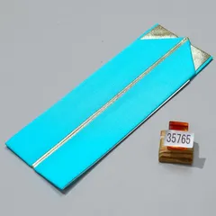 重ね衿 伊達襟 正絹 ピン付き リバーシブル 水色×ゴールド 振袖 着物 成人式 卒業式 NO35765