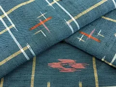 平和屋着物▽上質な紬　単衣　琉球絣　正絹　逸品　AAAT3486fy