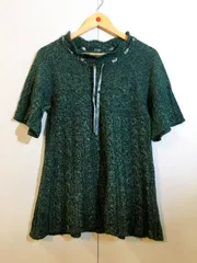 【美品】Cordier コルディア ニット トップス 半袖 チュニック グリーン レディース 42サイズ