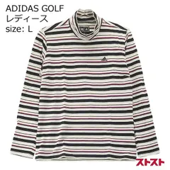 ADIDAS GOLF アディダスゴルフ ハイネック 長袖Tシャツ ボーダー柄 ホワイト系 L [240001841390]#